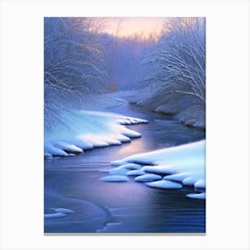 Frozen River Waterscape Crayon 2 Canvas Print