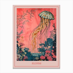 Floral Animal Painting Jellyfish 4 Poster Canvas Print