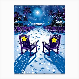 Beach Chairs At Night Canvas Print