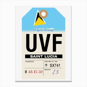 Saint Lucia (UVF) Vintage Airline Luggage Tag Canvas Print