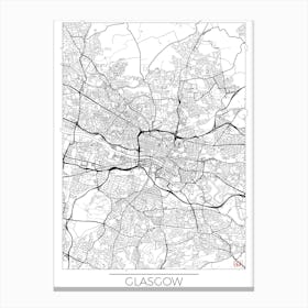 Glasgow Map Minimal Canvas Print