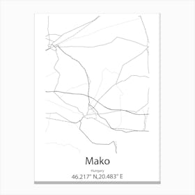 Mako,Hungary Minimalist Map Canvas Print