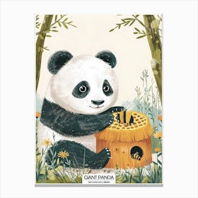 Giant Panda Playing With A Beehive Poster 3 Canvas Print