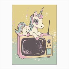 Pastel Unicorn & A Tv 1 Canvas Print