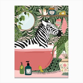 Zebra In Bathtub Botanical Bathroom Toile