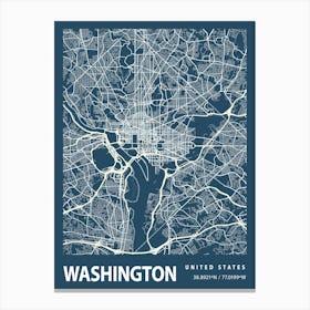 Washington Blueprint City Map 1 Canvas Print