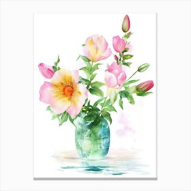 Watercolor Flower Vase 7 Canvas Print