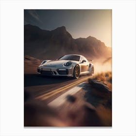White Porsche Racing Car Canvas Print