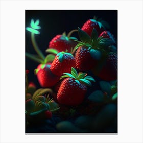 Alpine Strawberries, Plant, Neon Nights 2 Canvas Print