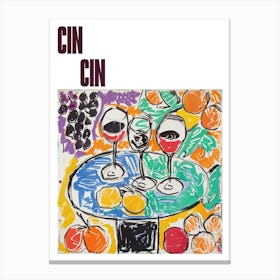 Cin Cin Poster Wine Lunch Matisse Style 7 Canvas Print