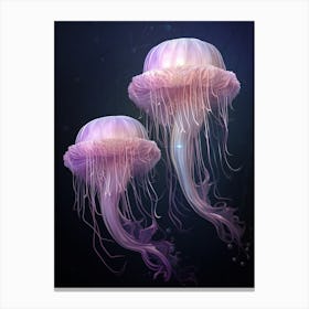 Lions Mane Jellyfish Neon Illustration 12 Canvas Print