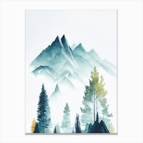 Mountain And Forest In Minimalist Watercolor Vertical Composition 59 Canvas Print