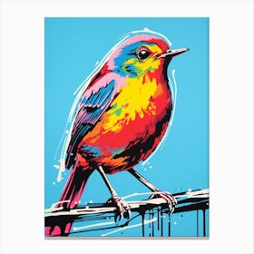 Andy Warhol Style Bird Robin 4 Canvas Print