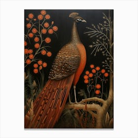 Dark And Moody Botanical Pheasant 4 Canvas Print