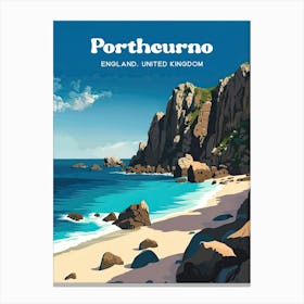 Porthcurno England Summer Travel Art Canvas Print