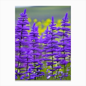Purple Flowers In A Field Canvas Print