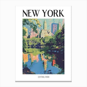 Central Park New York Colourful Silkscreen Illustration 1 Poster Canvas Print