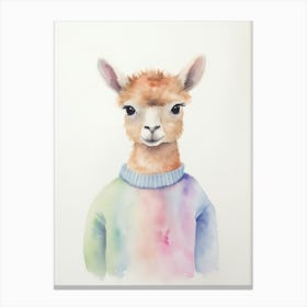 Baby Animal Watercolour Alpaca Canvas Print