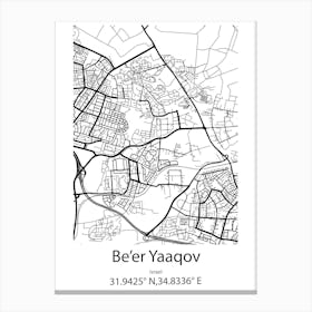 Be Er Yaaqov,Israel Minimalist Map Canvas Print