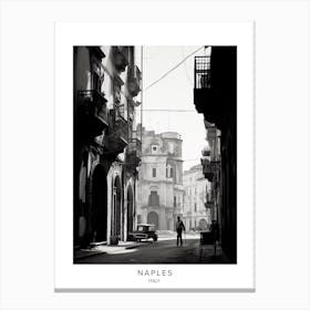Poster Of Naples, Italy, Black And White Analogue Photography 3 Canvas Print