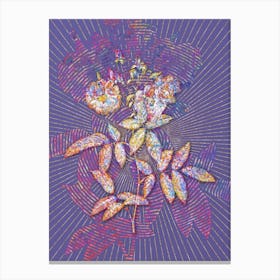 Geometric Hudson Rose Mosaic Botanical Art on Veri Peri n.0095 Canvas Print