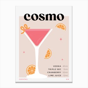 Cosmopolitan in Beige Cocktail Recipe Canvas Print