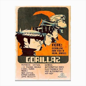 Gorillaz Music Gig Concert Poster Classic Retro Rock Vintage Art Print Decor Canvas Poster Canvas Print