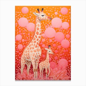Giraffe & Calf Dot Pattern 2 Canvas Print