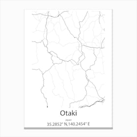 Otaki,Japan Minimalist Map Lienzos