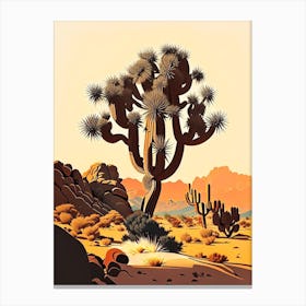 Joshua Tree In Desert Retro Illustration Canvas Print