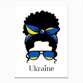 Cute Women Style Wearing Ukraine Flag Glasses Canvas Print