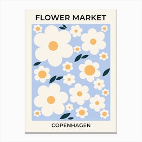 Flower Market Copenhagen Baby Blue Canvas Print
