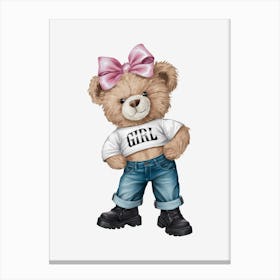 Girl Teddy Bear.Cool-Bear-Doll-Sublimation-Bundle Canvas Print