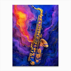 Saxophone On Blue Background music art Canvas Print