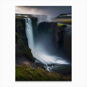 Thorufoss, Iceland Realistic Photograph (1) Canvas Print