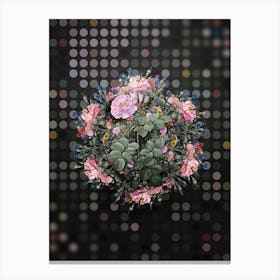 Vintage Damask Rose Flower Wreath on Dot Bokeh Pattern n.0847 Canvas Print
