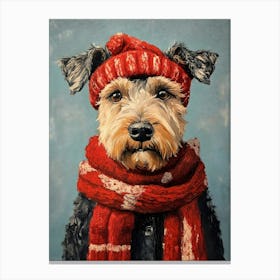 Christmas Airedale 3 Canvas Print