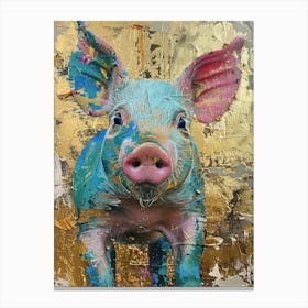 Piglet Gold Effect Collage 4 Canvas Print