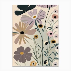 Cosmos Wildflower Modern Muted Colours Canvas Print