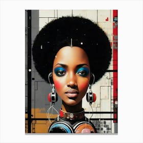 Afro Girl With Headphones 1 Canvas Print