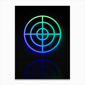 Neon Blue and Green Abstract Geometric Glyph on Black n.0442 Canvas Print