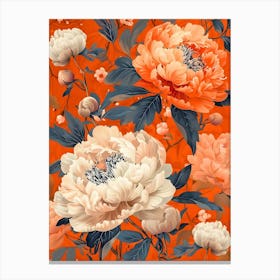 Peony Wallpaper Inspired By William Morris Canvas Print