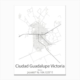 Ciudad Guadalupe Victoria,Mexico Minimalist Map Canvas Print