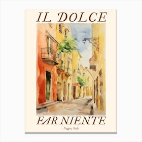 Il Dolce Far Niente Foggia, Italy Watercolour Streets 3 Poster Canvas Print