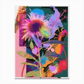 Aster 7 Neon Flower Collage Canvas Print