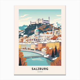 Vintage Winter Travel Poster Salzburg Austria 2 Canvas Print