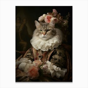 Cat In Medieval Robes Rococo Style  2 Canvas Print