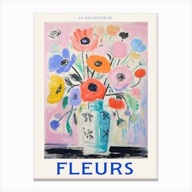 French Flower Poster Anemone 2 Canvas Print