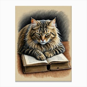 Cat Reading Book 1 Canvas Print