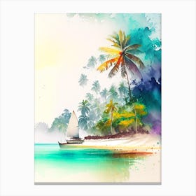 Andaman And Nicobar Islands India Watercolour Pastel Tropical Destination Canvas Print